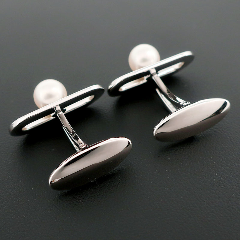 [Mikimoto] Mikimoto Pearl Cuffs 7mm Silver X Pearl Men 's Cuffs A+Rank