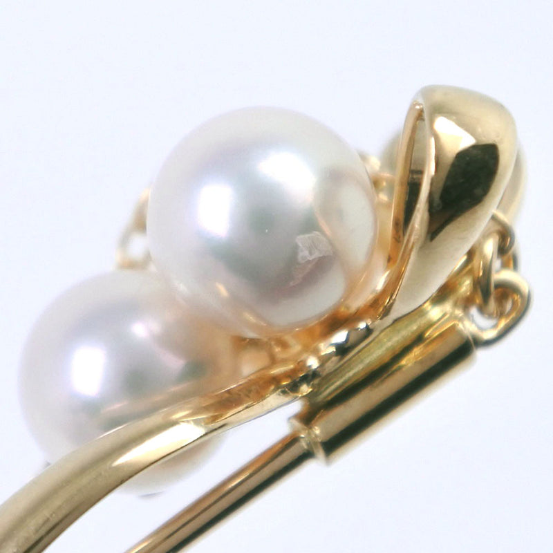[Mikimoto] Mikimoto Pearl Ribbon Motif Bruch 5.5mm K18 Yellow Gold X Pearl Ladies Broach A Rank