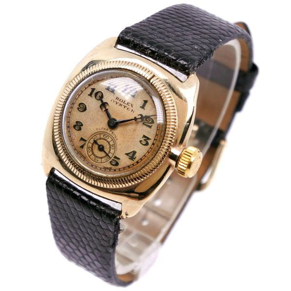 [Rolex] Rolex Oyster Antique 247.789/114.948 Cuero × K9 Gold Viento humano SEGUNDO Ladies Dial de oro Rank B-Rank