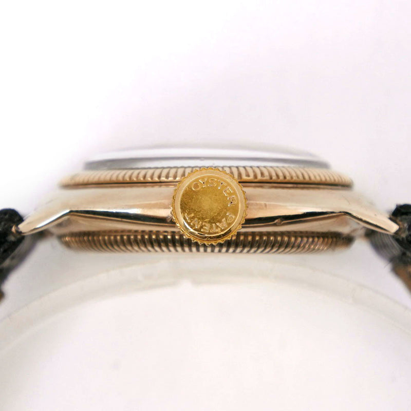 [Rolex] Rolex Oyster Antique 247.789/114.948 Cuero × K9 Gold Viento humano SEGUNDO Ladies Dial de oro Rank B-Rank