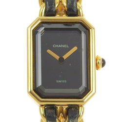 [Chanel] Chanel Premiere L H0001 Gold Placing x Leather Black Quartz Analog Dames Black Cador Watch B-Rank