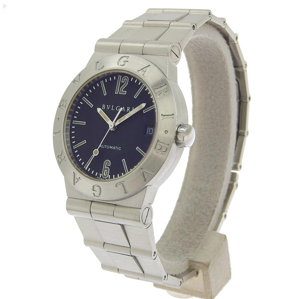 正規【BVLGARI/ブルガリ】ディアゴノスポーツ LC35S　AT　ブラックダイヤル　レザーベルト　純正ベルト　スイス　メンズ腕時計　U609 ブルガリ BVLGARI DG35S ディアゴノ デイト 自動巻き メンズ_795694
