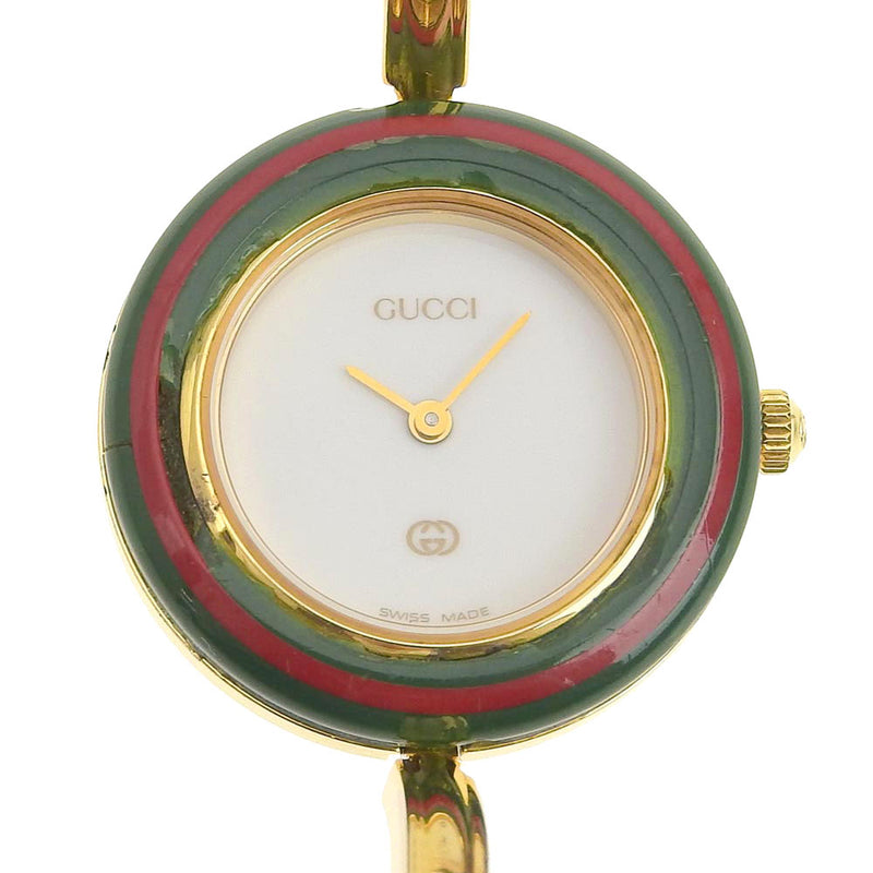 GUCCI】グッチ チェンジベゼル 11/12 金メッキ クオーツ アナログ表示