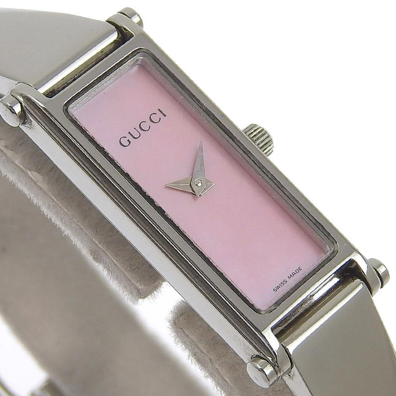 【GUCCI】グッチ
 1500L ステンレススチール クオーツ アナログ表示 レディース ピンクシェル文字盤 腕時計
