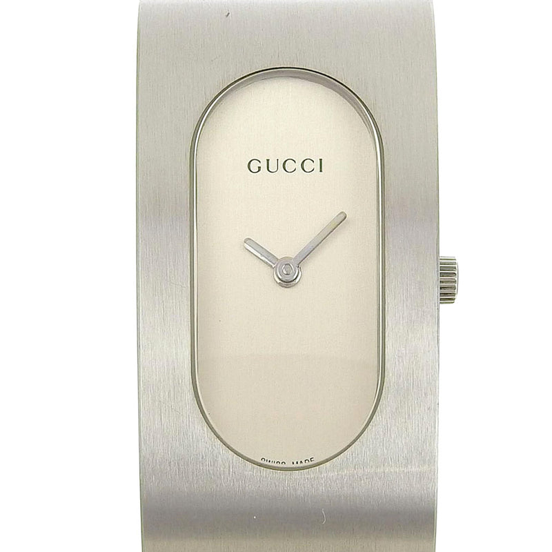 GUCCI] Gucci Wide bangle wristwatch 2400L Stainless Steel Quartz 