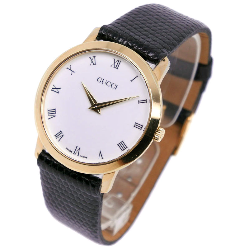 [Gucci] Gucci 2200M Gold Plating x Reloj de dial blanco de cuero de cuarzo de cuero de cuero