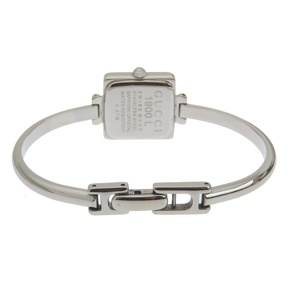 Gucci 1900L Silver Square Dial on 16.5cm Stainless Steel Bangle