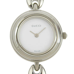 [Gucci] Gucci Change Besel 11/12.2L Display analógico de cuarzo de acero inoxidable Damas de marcado blanco Dial