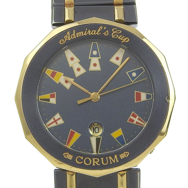 [CORUM] Colm Admirals Cup 99.810.31v552 Gamblue x YG Quartz Analog Display Men's Navy Dial Watch