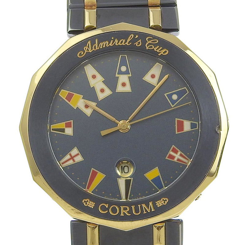 [Corum] Colm Admirals Cup 99.810.31v552 Gamblue x yg Pantalla analógica de cuarzo para hombres Reloj de marcación marina para hombres