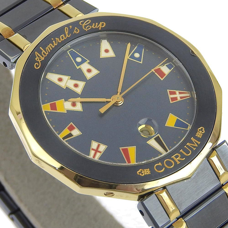 【CORUM】コルム
 アドミラルズカップ 99.810.31V552 ガンブルー×YG クオーツ アナログ表示 メンズ ネイビー文字盤 腕時計