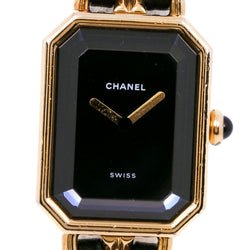 【CHANEL】シャネル
 プルミエールL H0001 金メッキ×レザー 黒 クオーツ アナログ表示 レディース 黒文字盤 腕時計