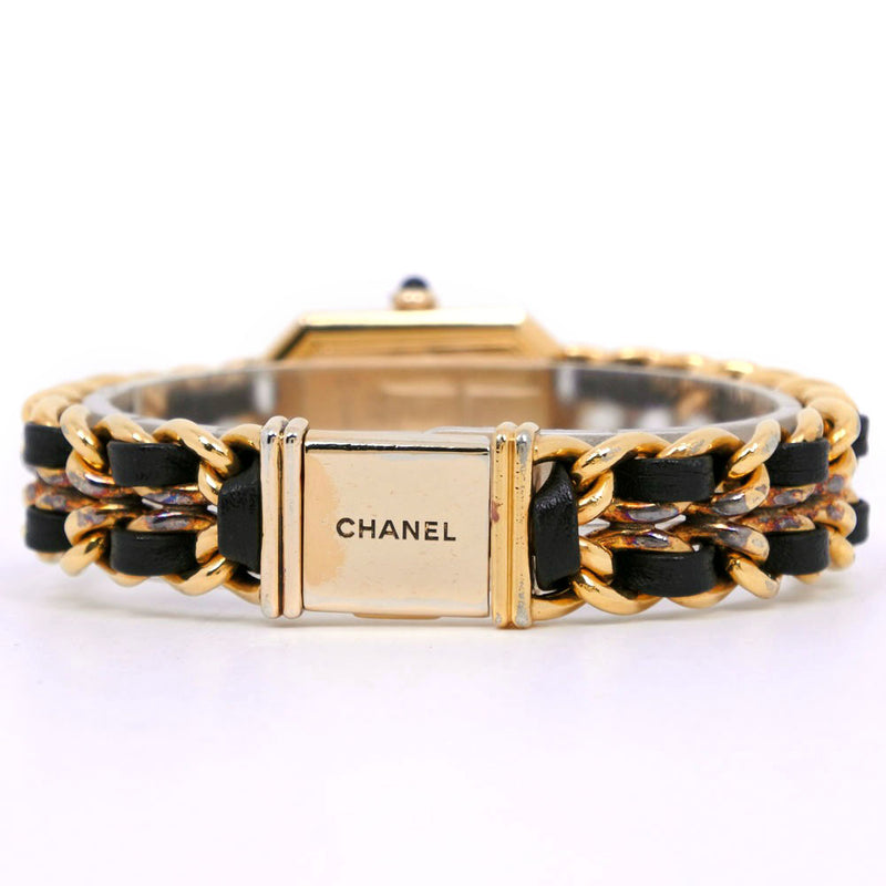 [Chanel] Chanel Premiere L H0001 Goldia de oro x Cuero de cuarzo negro analógico Dial de dial