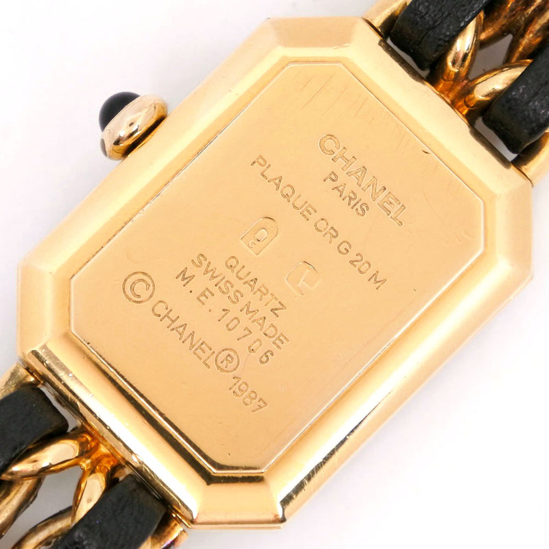 [Chanel] Chanel Premiere L H0001 Goldia de oro x Cuero de cuarzo negro analógico Dial de dial