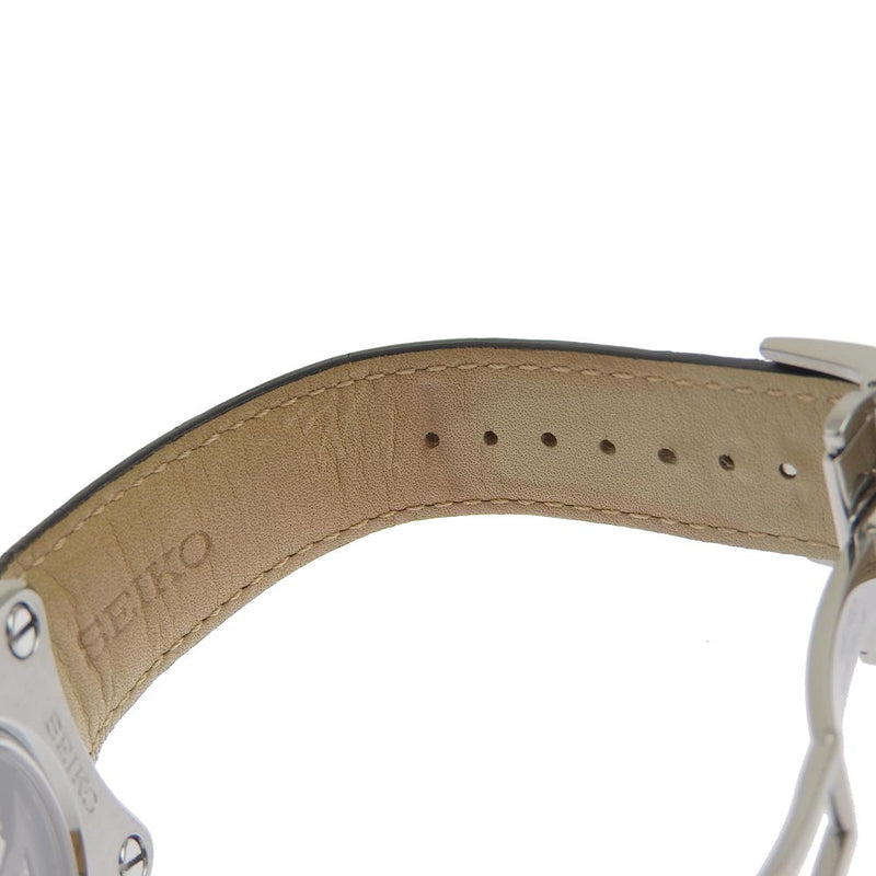 【SEIKO】セイコー
 ガランテGMT 5R66-0AC1 SBLA035 ステンレススチール×レザー 黒 スプリングドライブ パワーリザーブ メンズ 白文字盤 腕時計
Aランク