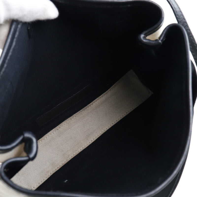 [BALENCIAGA] Balenciaga Navy Caba XS 390346 2HH3N 9260 Handbag Cotton Canvas x Calf White/Black Ladies Handbag A-Rank