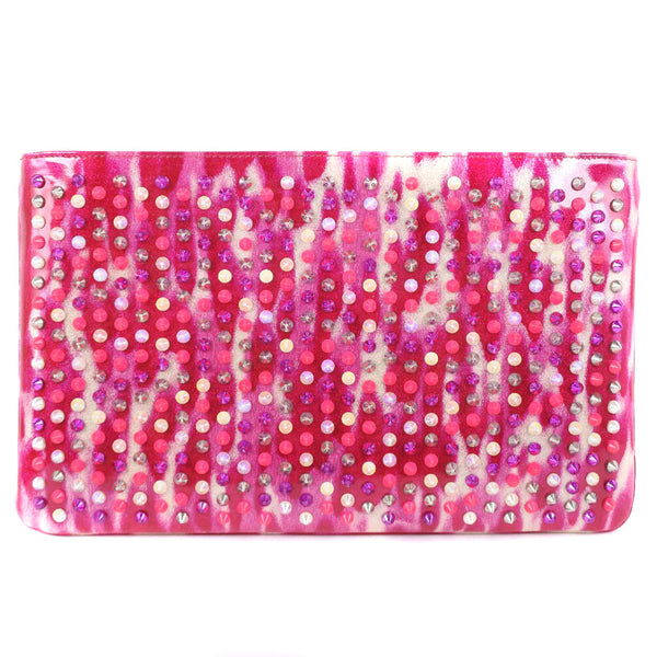 [Christian Louboutin] Christian Lubitin 1165086 Bolsa de embrague esmalte de color rosa/púrpura/plateado Bolso de embrague A-Rank