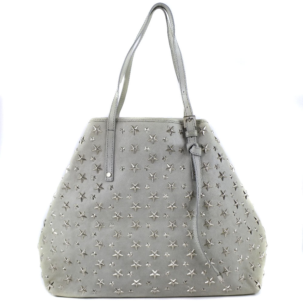 希少 極美品✨ジミーチュウ クロコ調 スタッズ 肩掛け トートバッグ グレー JIMMY CHOO】ジミーチュウ スタースタッズ トートバッグ レザー グレー