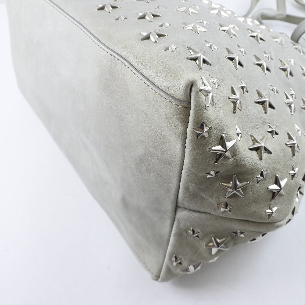 希少 極美品✨ジミーチュウ クロコ調 スタッズ 肩掛け トートバッグ グレー JIMMY CHOO】ジミーチュウ スタースタッズ トートバッグ レザー グレー