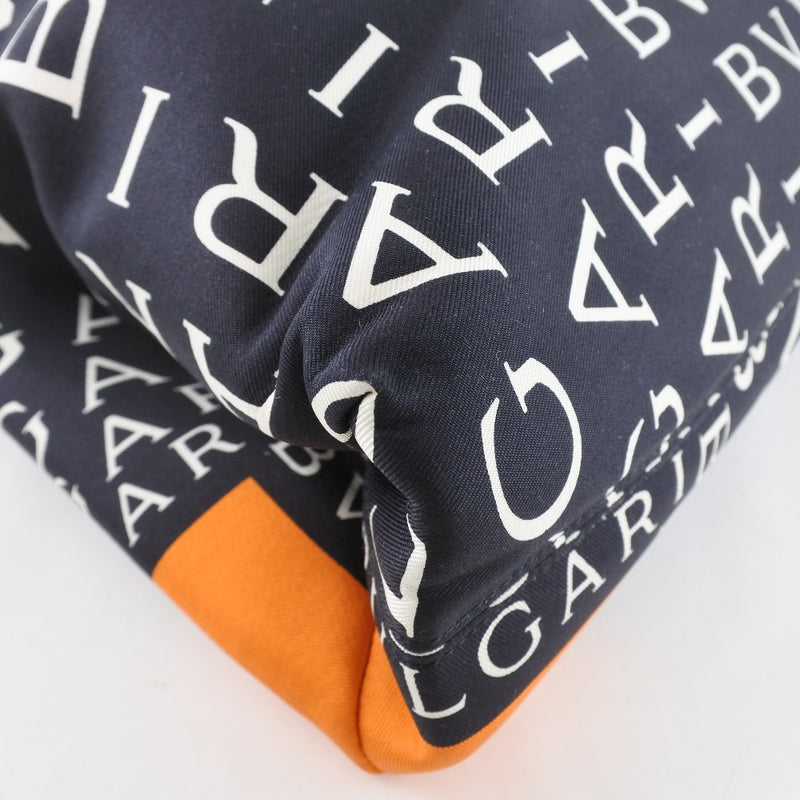 [Bvlgari] bulgari logo rectangular mania bolso bolso de cuero x lienzo de nylon negro/naranja damas bolso a+rango