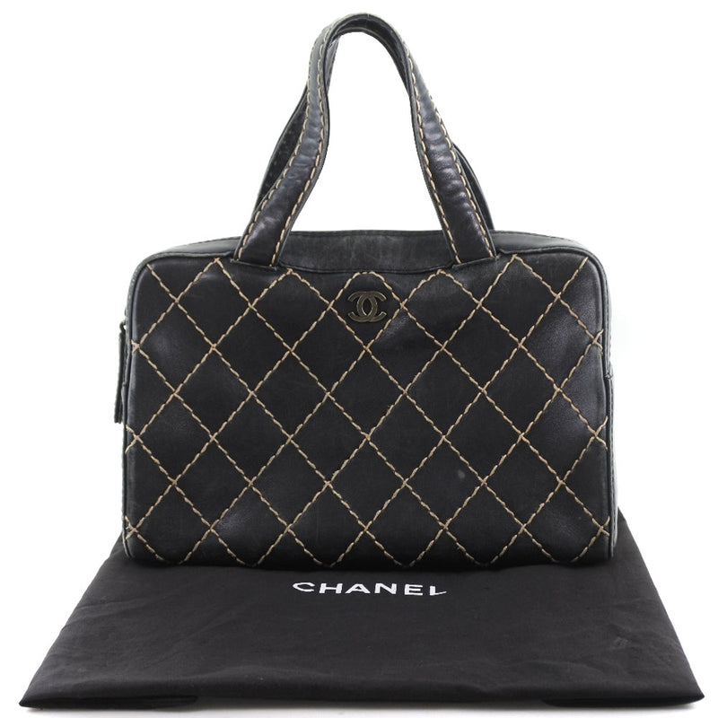 CHANEL] Chanel Wild Stitch Boston Boston Bag Calf Black Ladies