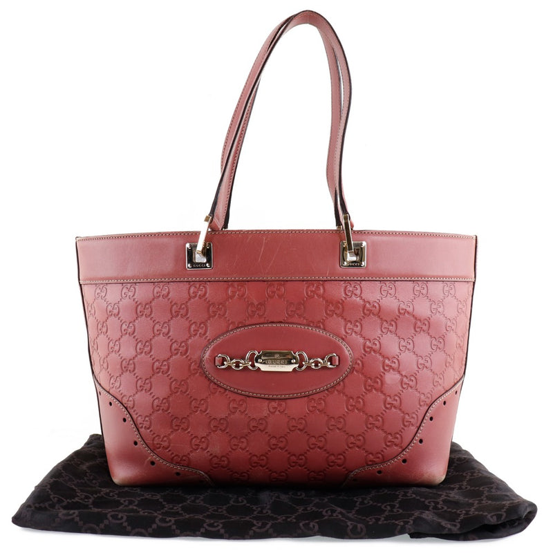 [GUCCI] Gucci GG Tote Bag 145993 Shima Leather Pink Fastener GG Ladies B-Rank