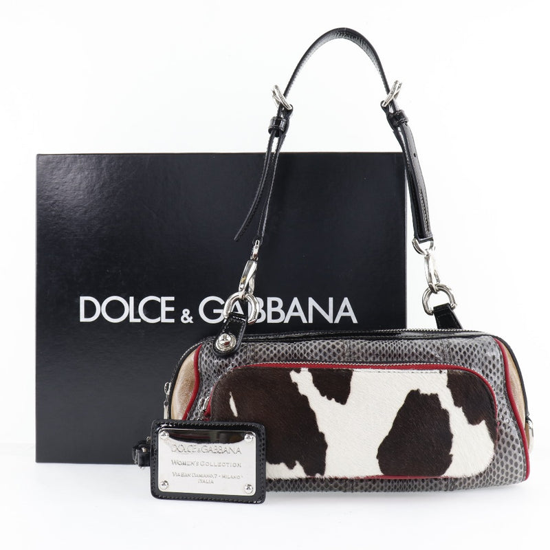 [DOLCE & GABBANA] DolCEAnd Gabbana Mini Bag Shoulder Bag Cowhide x Goat Black Shoulder Fastener Mini Bag Ladies