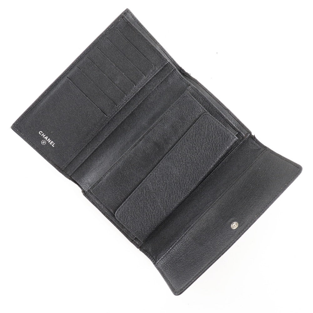 CHANEL】シャネル ココボタン 三つ折り長財布 A33922 レザー 黒