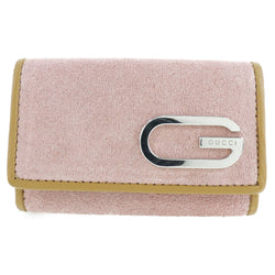 [GUCCI] Gucci G Logo 6 consecutive piping swade pink ladies key case A-rank