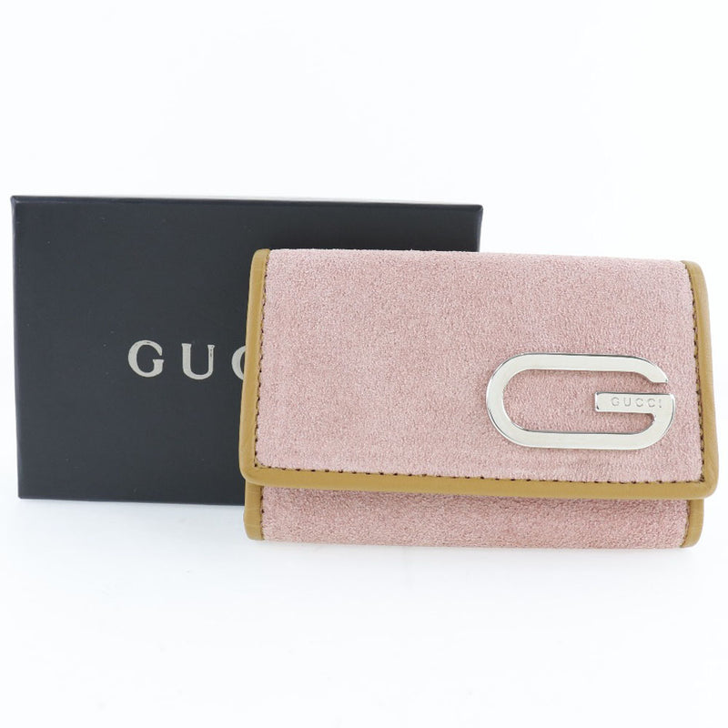 [GUCCI] Gucci G Logo 6 consecutive piping swade pink ladies key case A-rank