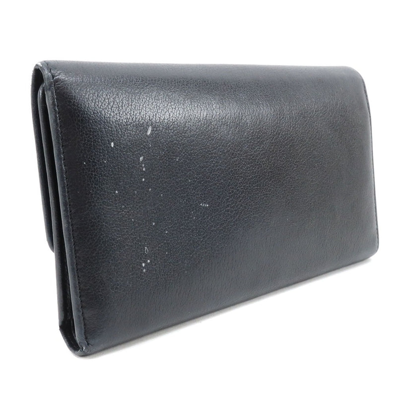 [CHANEL] Chanel Camellia Coco Mark 3 fold A46501 Ramskin Black Ladies Long Wallet B-Rank
