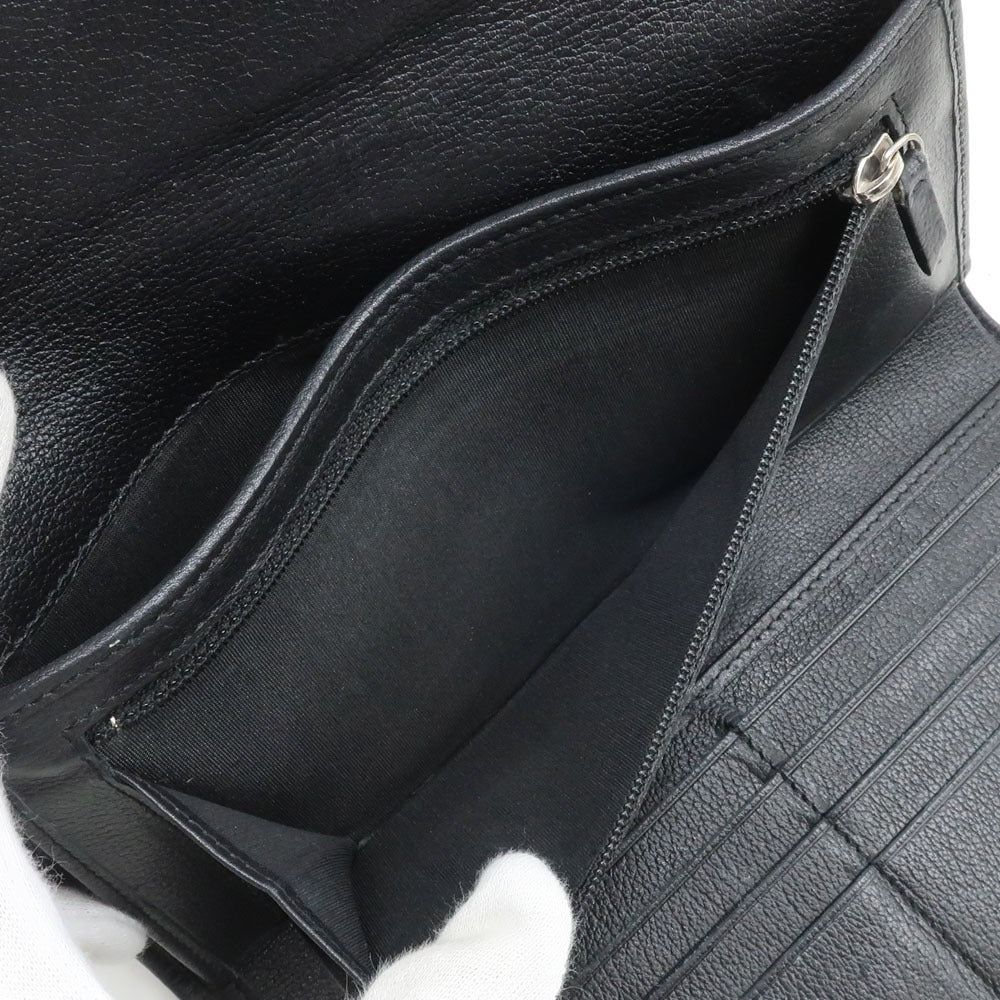 CHANEL】シャネル カメリア ココマーク 3つ折り A46501 ラムスキン 黒