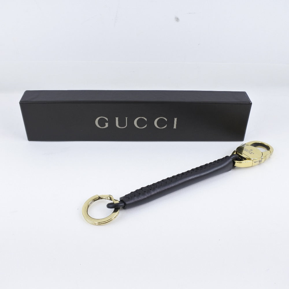 GUCCI】グッチ キーホルダー レザー 黒 レディース キーホルダー A+