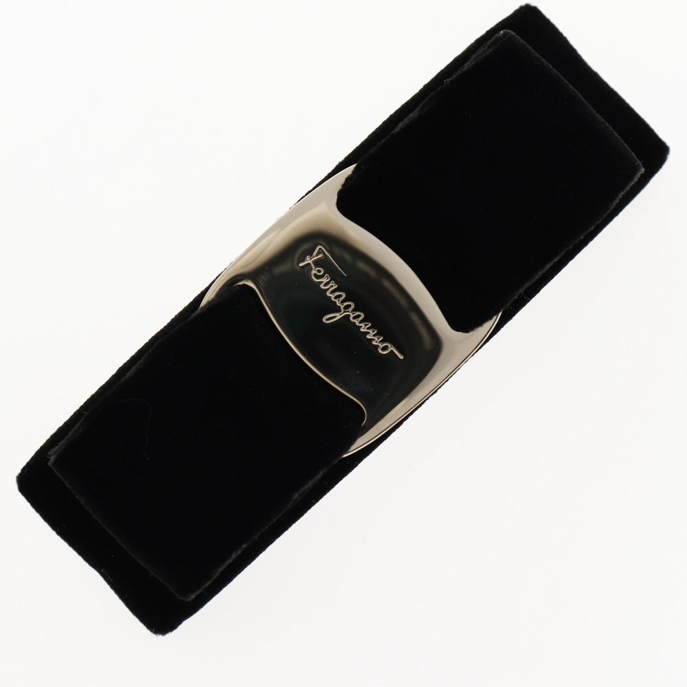 【美品】フェラガモ リボン バレッタ ベルベット ベロア 黒 Salvatore Ferragamo】サルヴァトーレフェラガモ ヴァラリボン