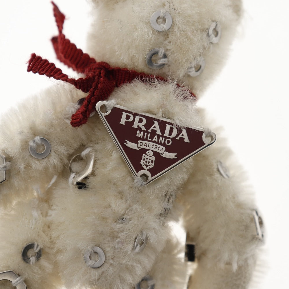 PRADA】プラダ くま/ベア キーホルダー 白/シルバー/赤 レディース