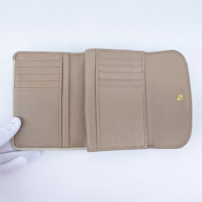 [MIUMIU] Miu Miu Bi-fold Wallet Leather Beige/Tea Ladies Bi-fold Wallet A-Rank