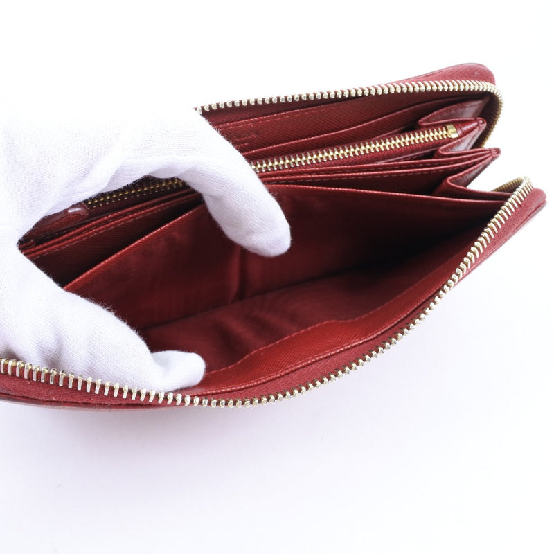 [PRADA] Prada round zipper long wallet Safiano Red Ladies Long Wallet