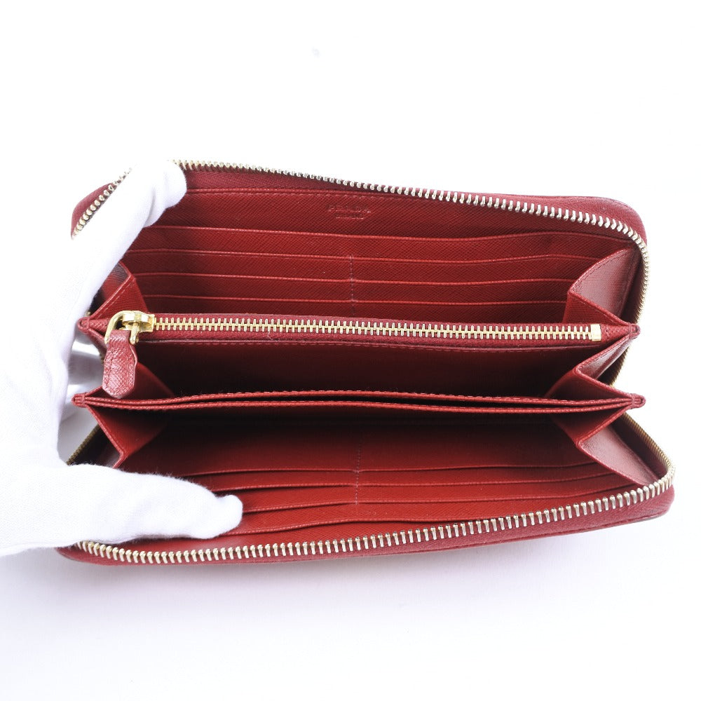 PRADA】プラダ ラウンドファスナー 長財布 サフィアーノ 赤 レディース