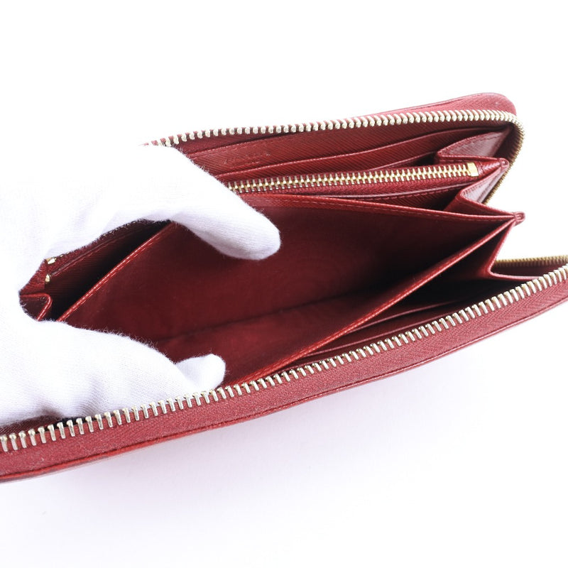 [Prada] Prada Red Long Wallet Safiano Safiano Red Ladies Long billetera