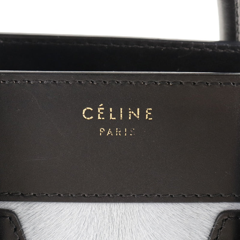 【CELINE】セリーヌ
 ラゲージ マイクロショッパー 1103 ハラコ×カーフ 水色/グレー レディース ハンドバッグ
A-ランク
