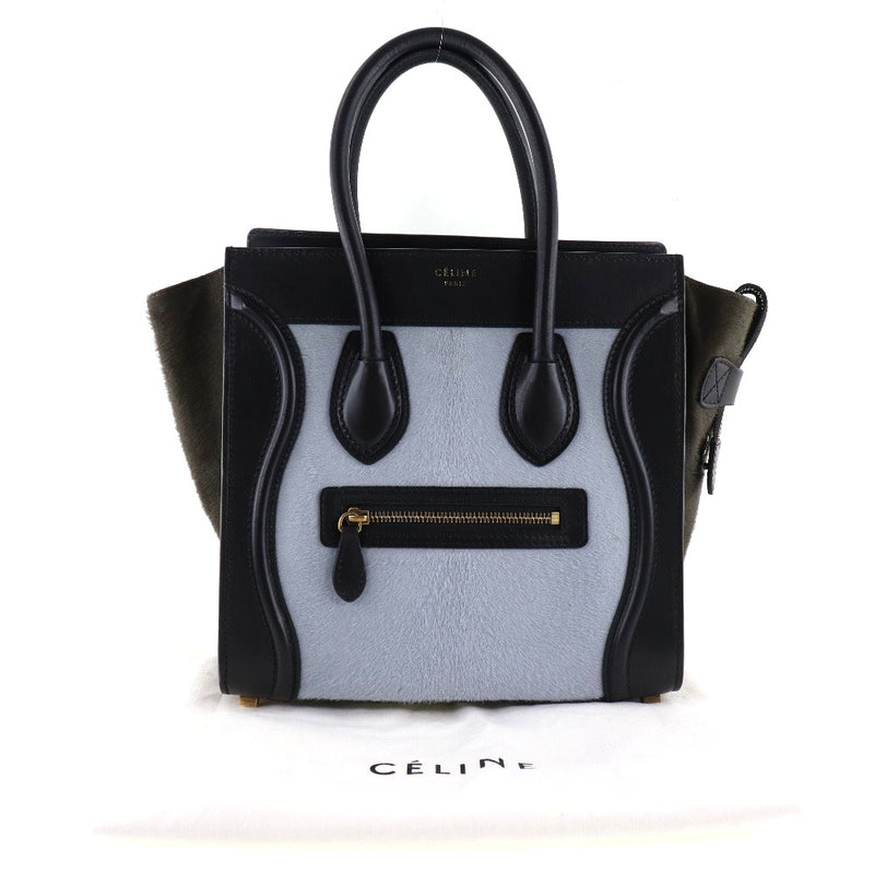 [Celine] Celine Ragger Micro Shopper 1103 Harako x Becerro Damas/Gray Ladies Handbag A-Rank