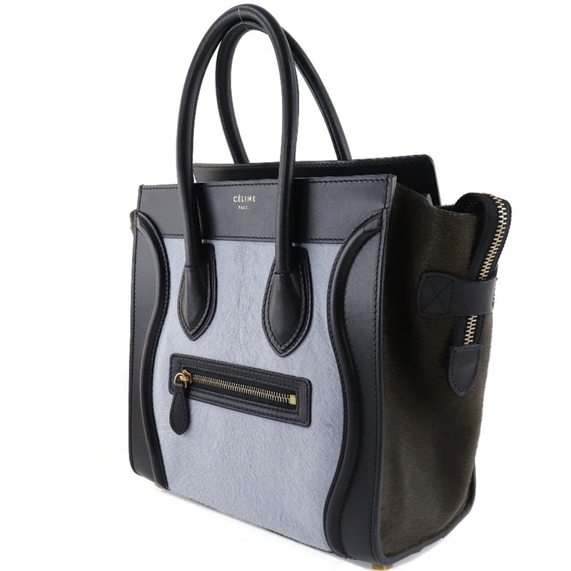 [CELINE] Celine Ragger Micro Shopper 1103 Harako x Calf Ladies/Gray Ladies Handbag A-Rank