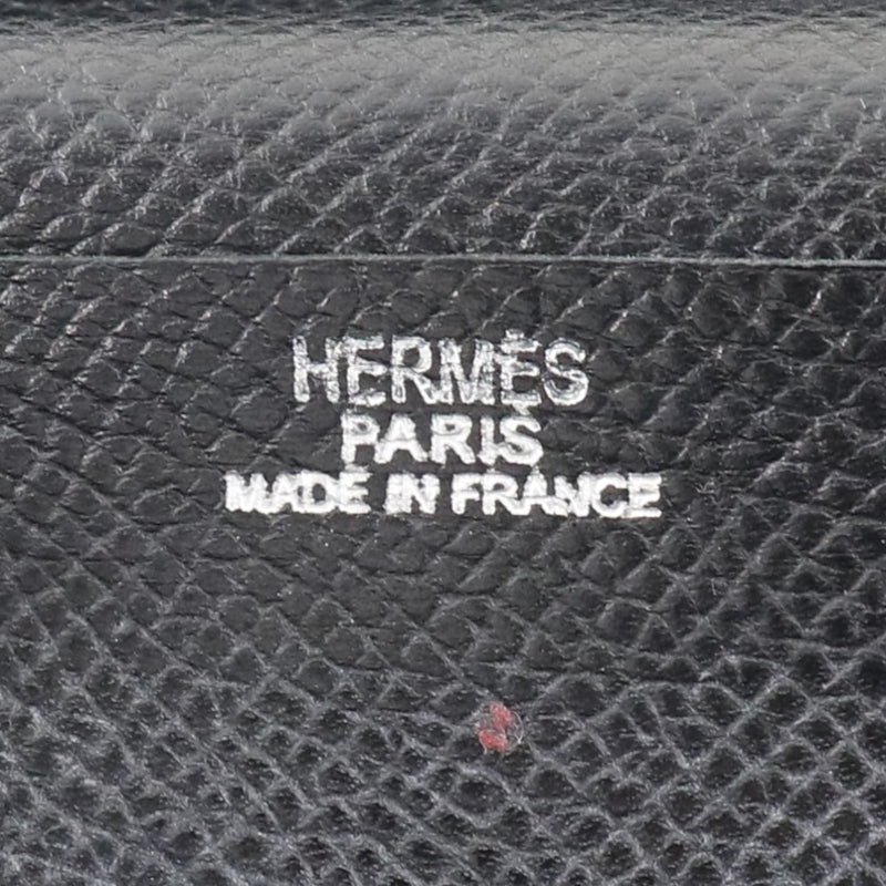 [HERMES] Hermes Beans Frevo Epson Black □ J-engraved Unisex Long Wallet B-Rank