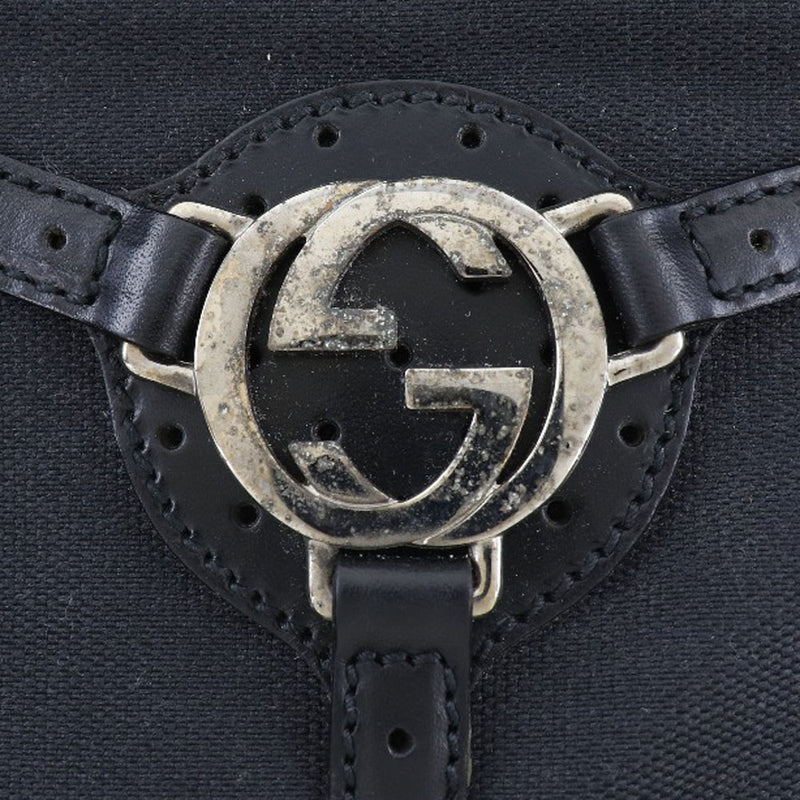 [Gucci] Gucci Una bolsa para hombro entrelazado G 114877 lienzo x cuero imán de hombro negro tipo un cinturón damas