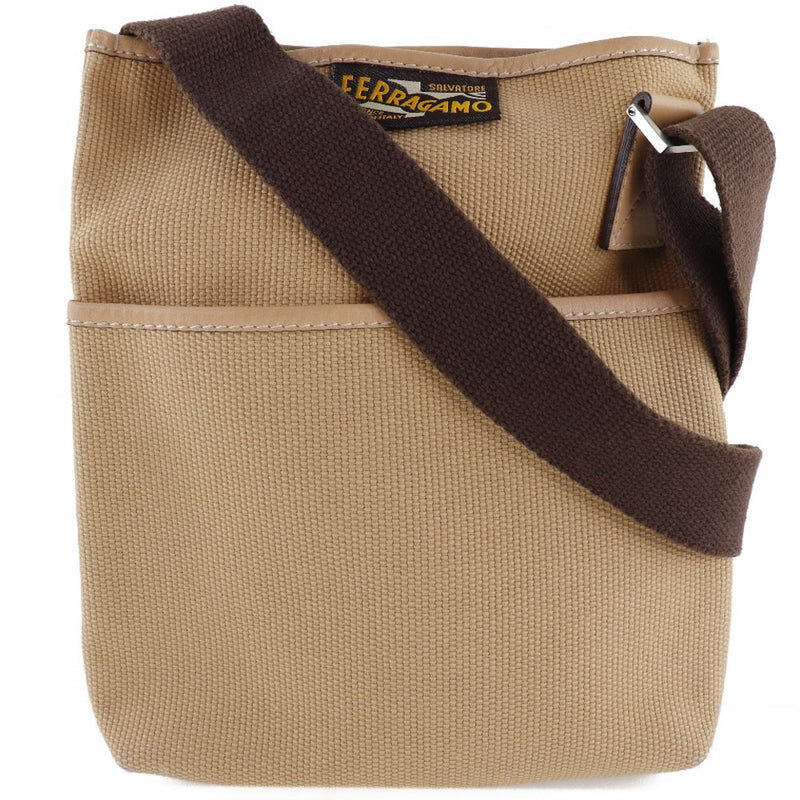 [Salvatore Ferragamo] Salvatore Ferragamo Logo Tag Canvas Beige Unisex Shoulder Bag