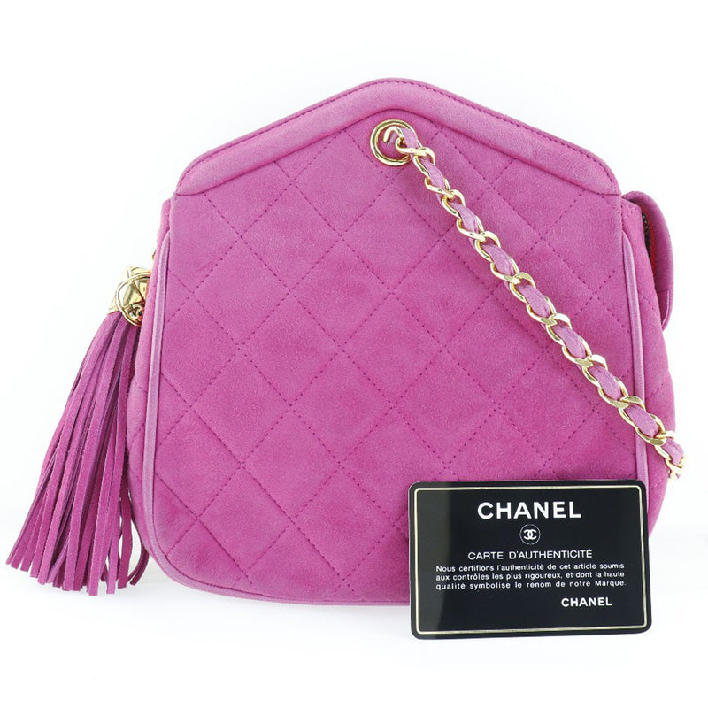 [Chanel] Chanel cadena de hombro matrasse franja suiza swed rosa damas bolso de hombro