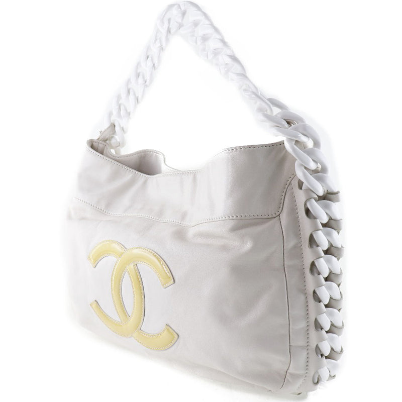 [Chanel] Chanel cadena hombro de la cadena mark marque de la pantorrilla blanca bolso de hombro