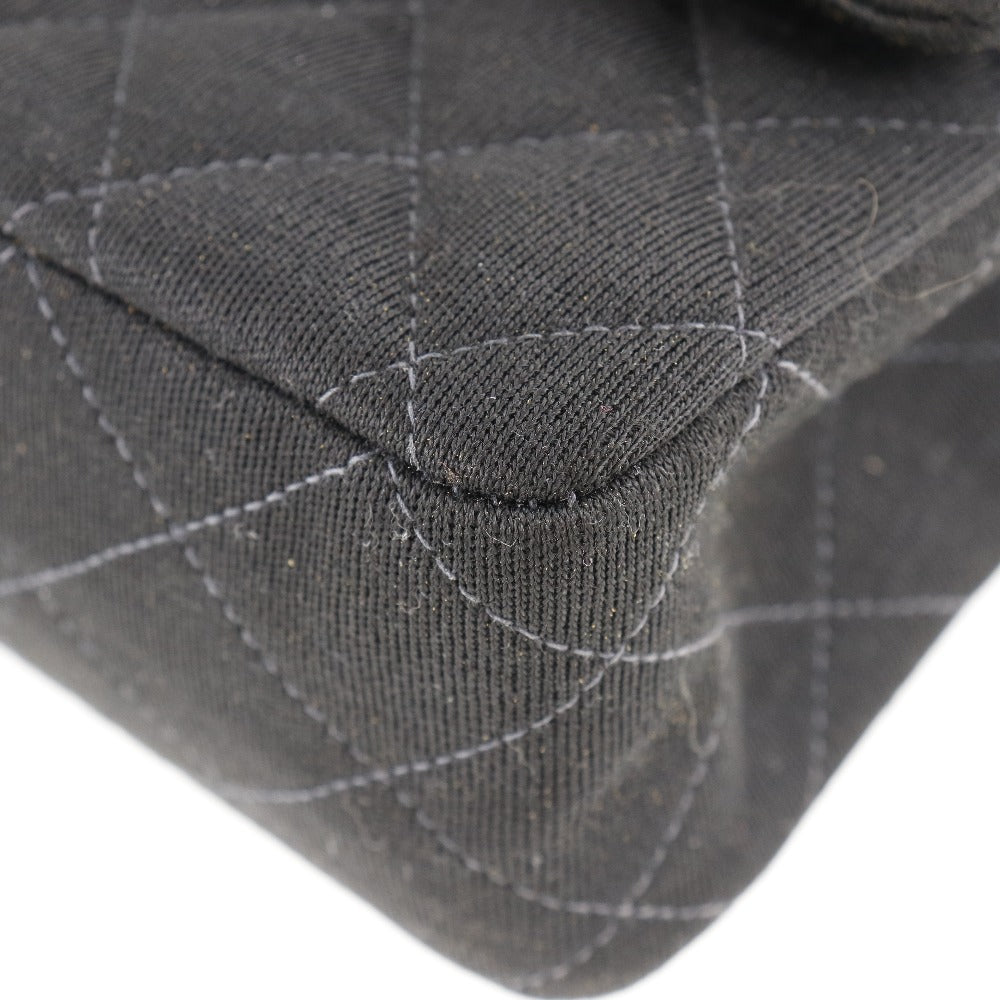 中美品　CHANEL　チェーンショルダーバッグ　マトラッセ　コットン　ブラック マトラッセ シャネル ショルダーバッグ チェーンバッグ コットン