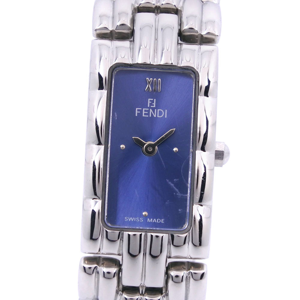 ファッション小物【新品電池】フェンディ ネイビー文字盤 オロロジ スクエア 腕時計 シルバー