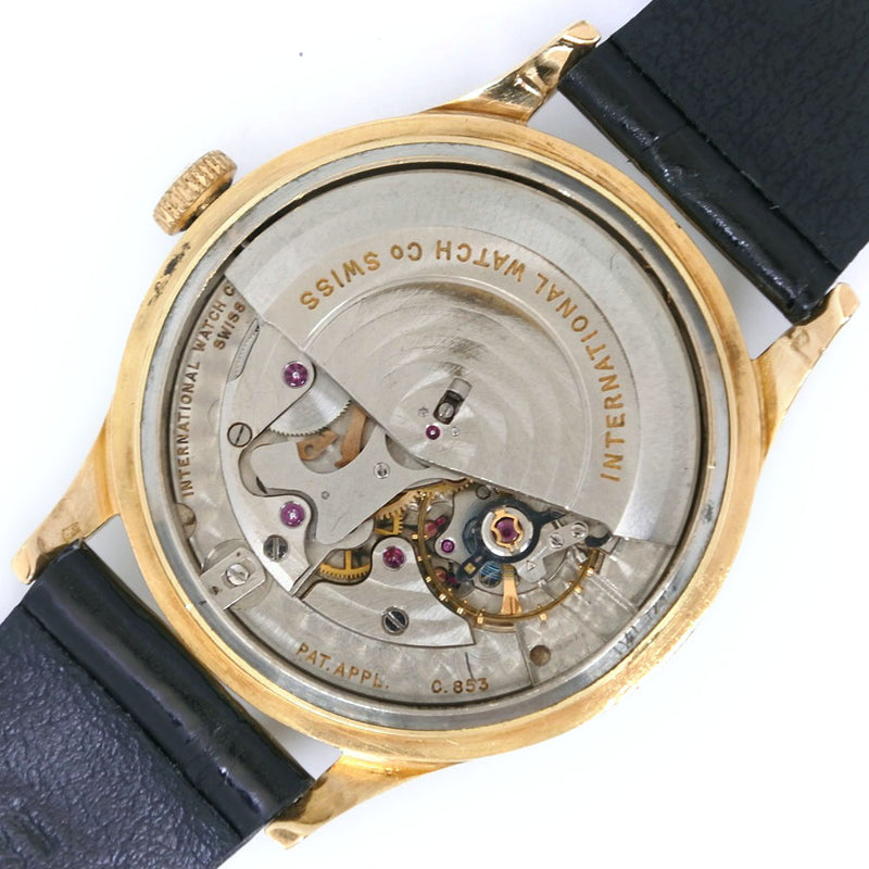 【IWC】インターナショナルウォッチカンパニー
 cal.853 K18イエローゴールド×レザー 自動巻き アナログ表示 メンズ 白文字盤 腕時計